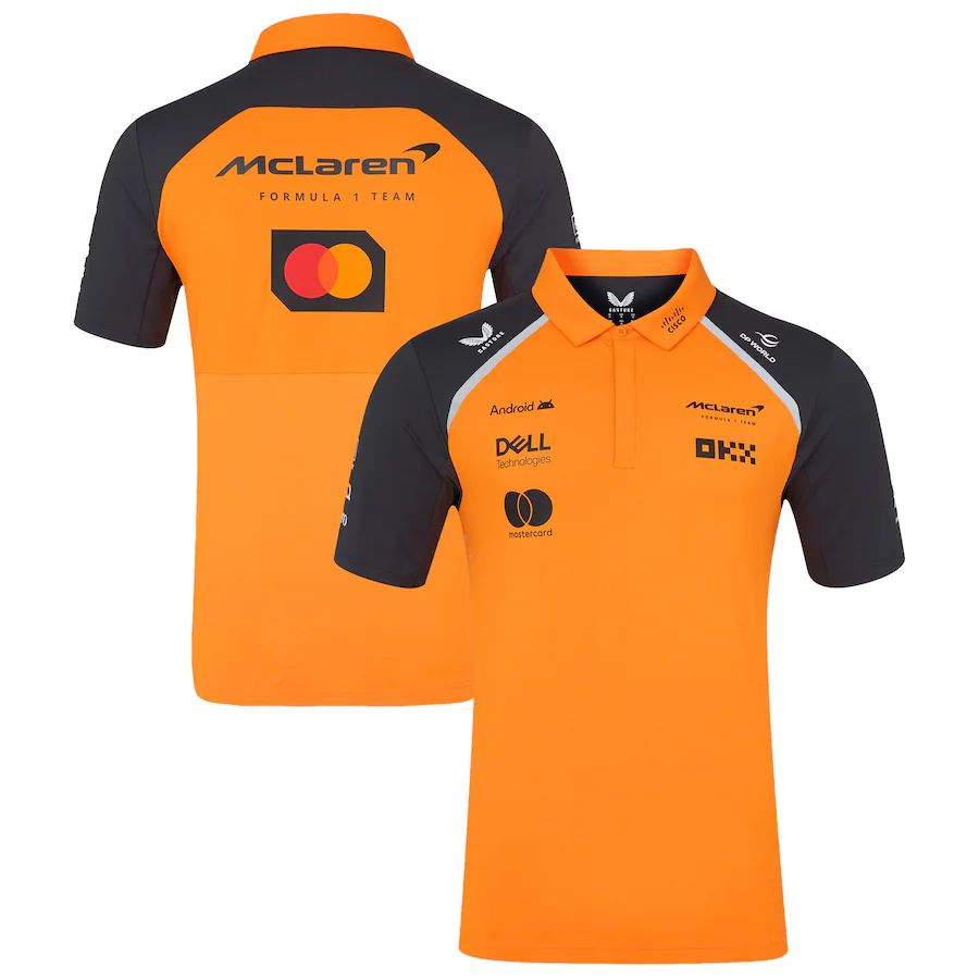 McLaren Orange and Navy Collar Racing Suit  McLaren Orange and Navy Collar Racing Suit