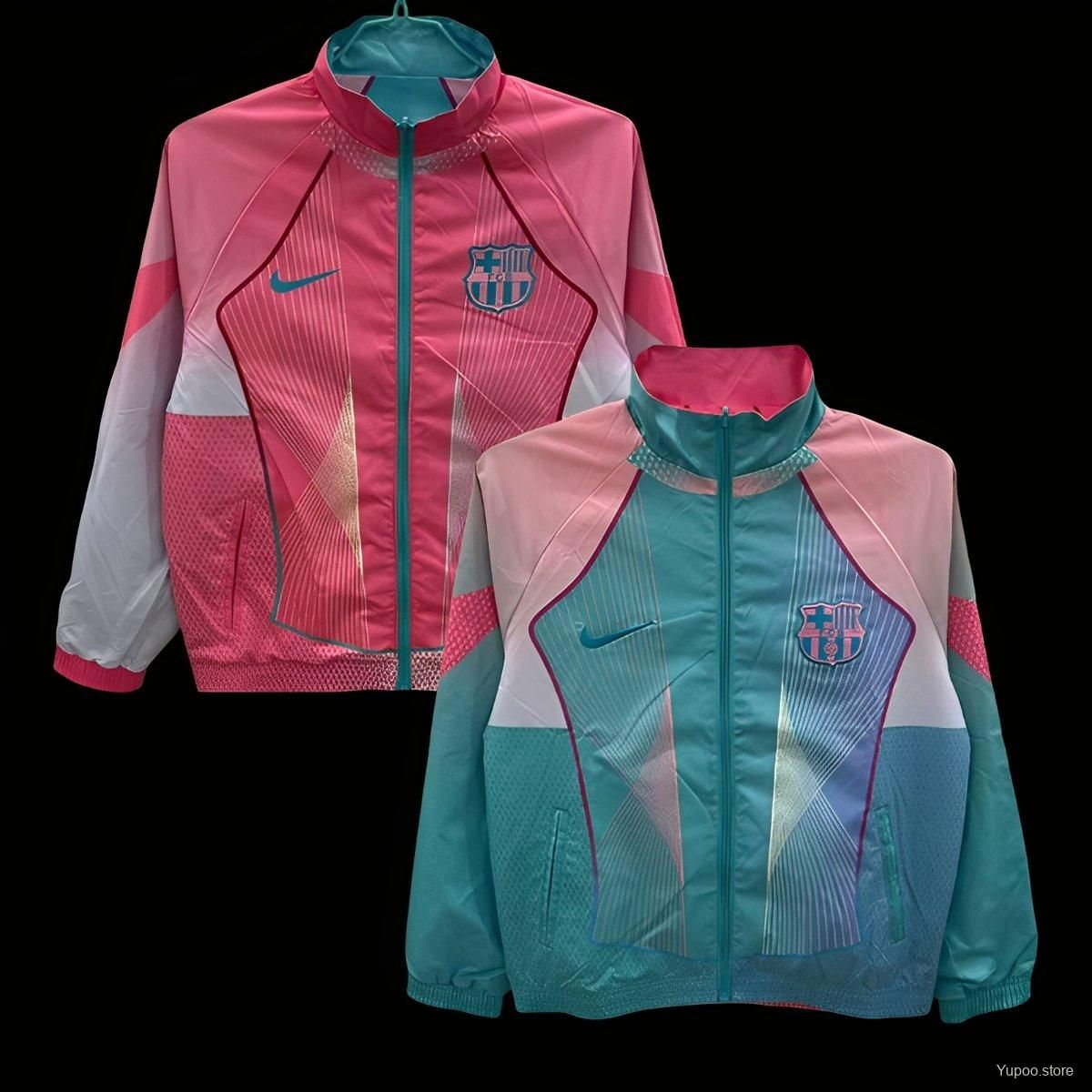 Barcelona Blue, Pink and White Reversible Windbreaker  Barcelona Blue, Pink and White Reversible Windbreaker