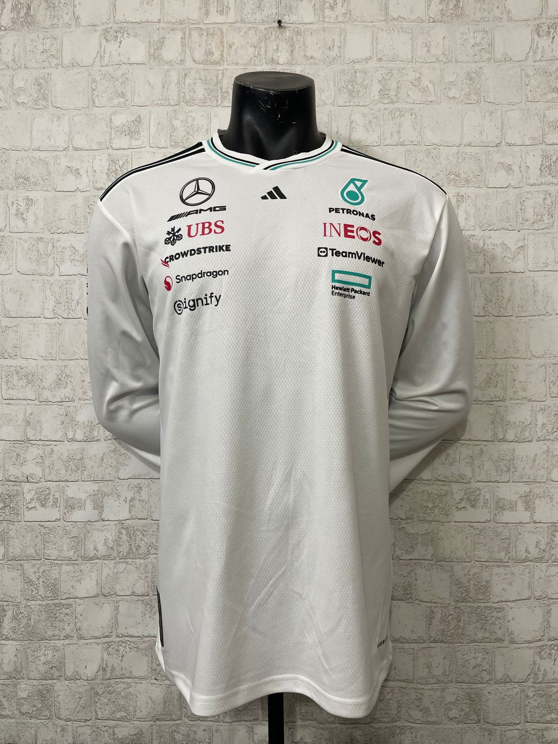 Mercedes White Crew Neck Long Sleeve Racing Suit Mercedes White Crew Neck Long Sleeve Racing Suit