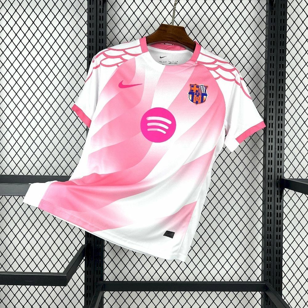 Barcelona White and Pink Special Fan Jersey Barcelona White and Pink Special Fan Jersey