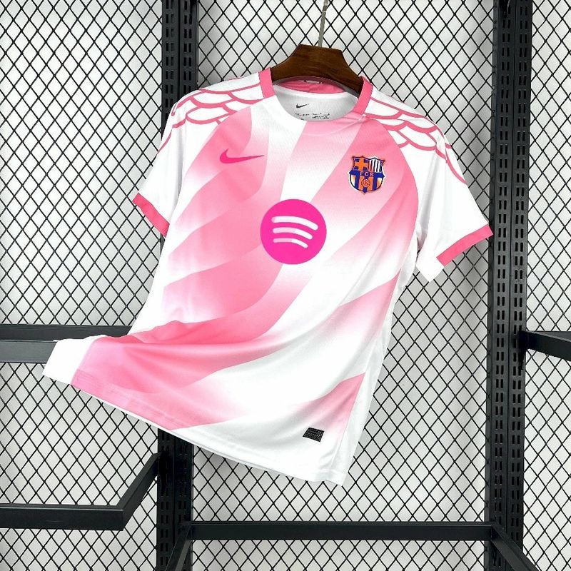 Barcelona White and Pink Special Fan Jersey