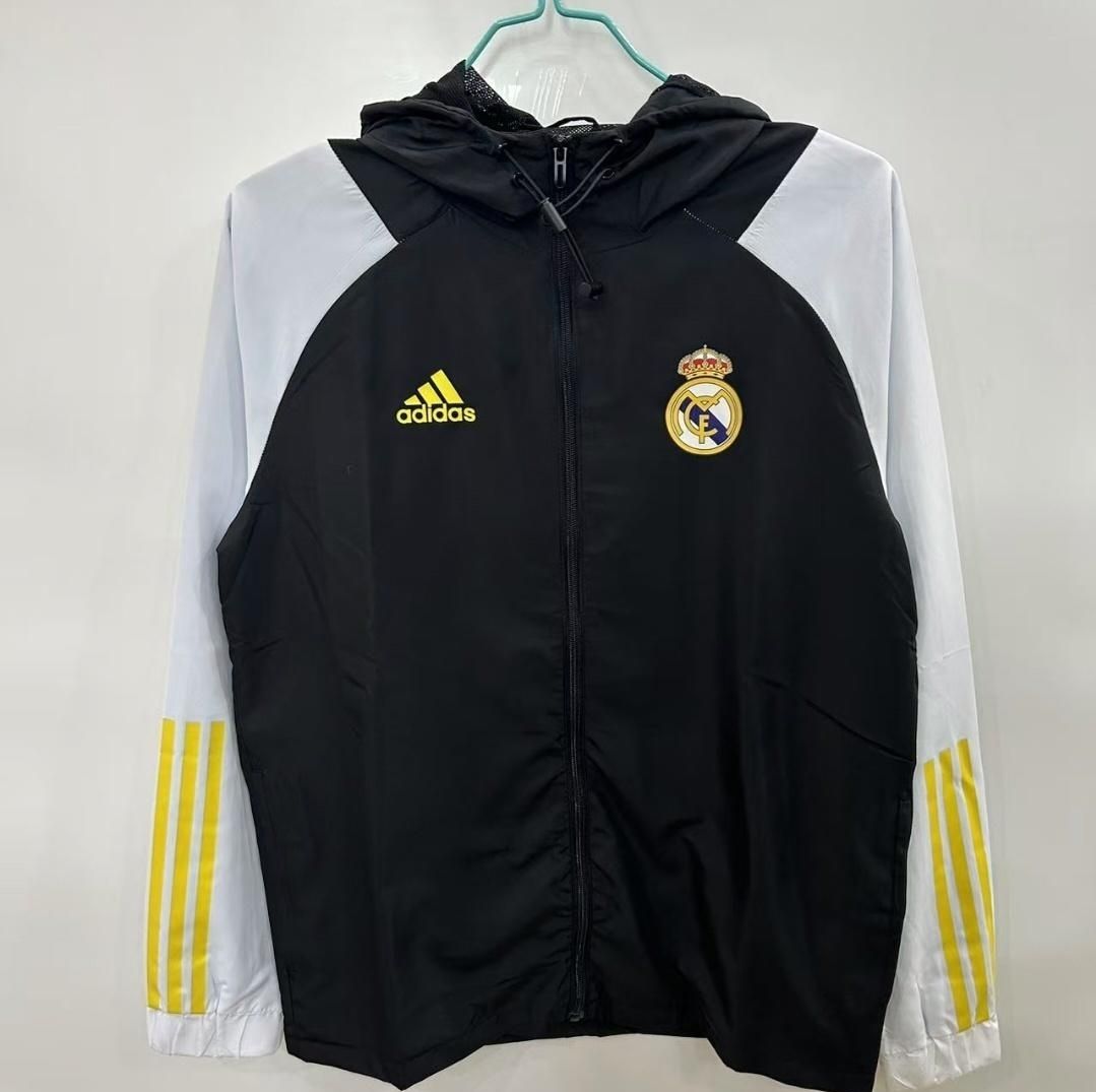Real Madrid Black and White Windbreaker  Real Madrid Black and White Windbreaker