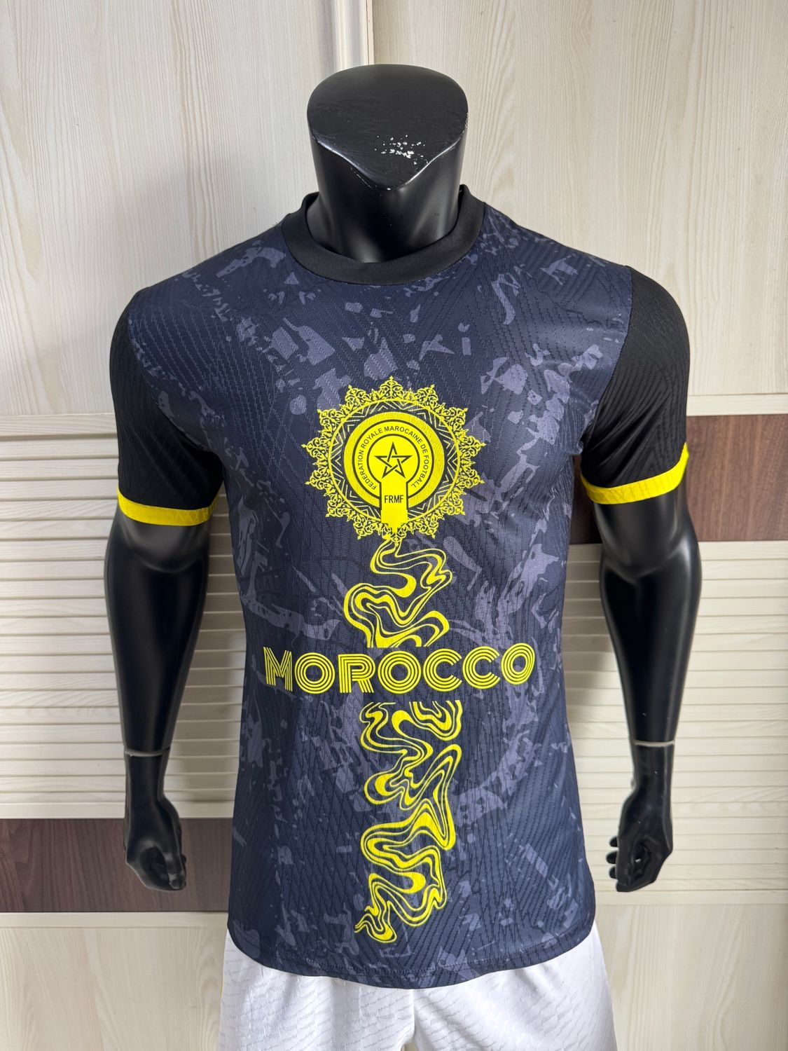Morocco Black and Yellow Special Vapor Jersey Morocco Black and Yellow Special Vapor Jersey