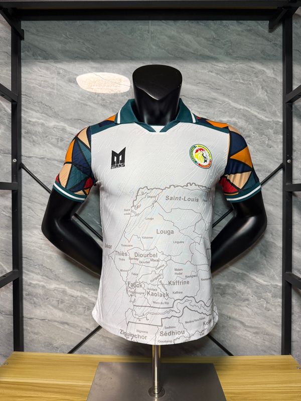 Senegal White Mosaic Map Special Vapor Jersey Senegal White Mosaic Map Special Vapor Jersey
