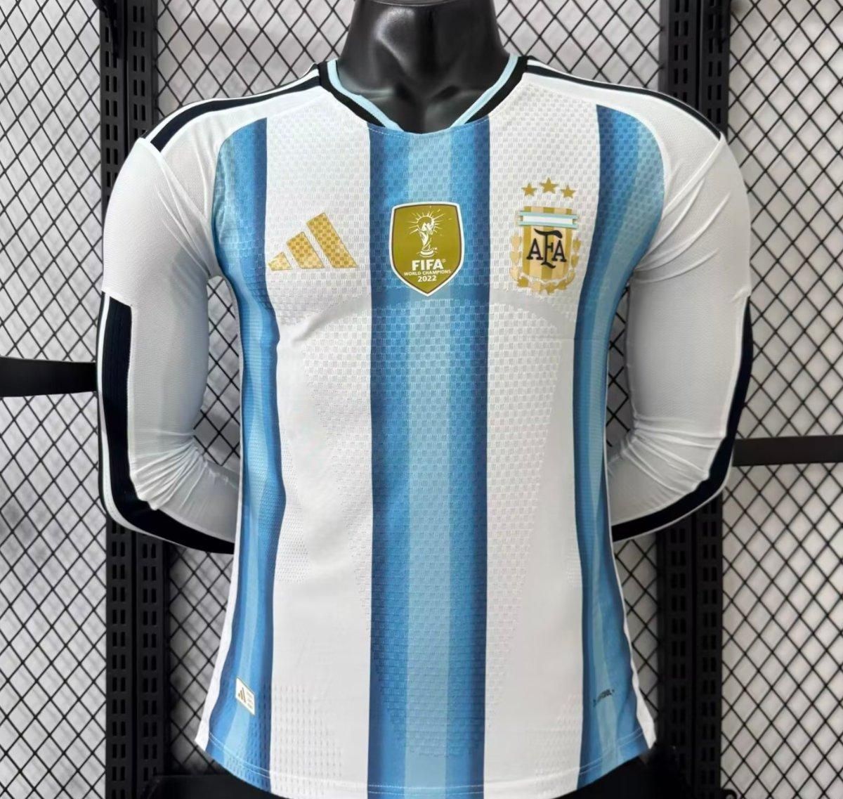 Argentina Home Long Sleeve Player Jersey Argentina Home Long Sleeve Player Jersey