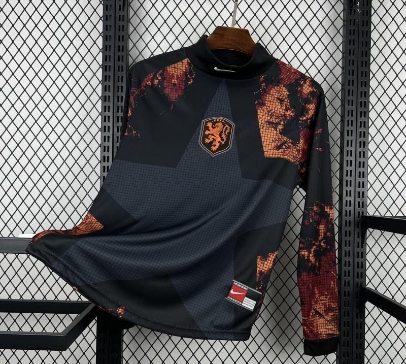 Netherlands Black Hollywood Special Long Sleeve Fan Jersey