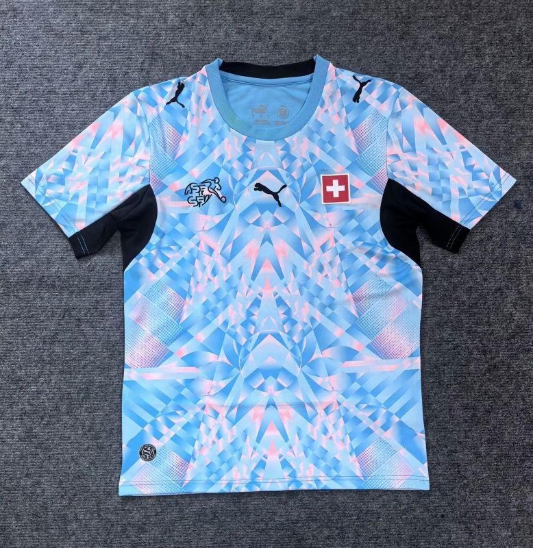 Switzerland Blue and Pink Special Stadium Jersey