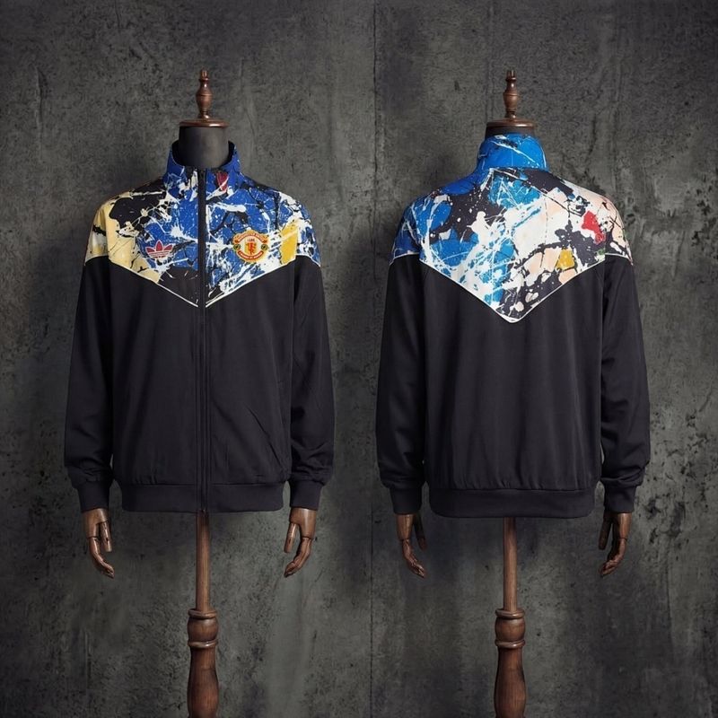 Man United Black & Colour Splash Windbreaker 