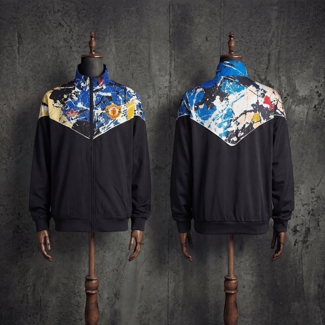 Man United Black & Colour Splash Windbreaker 