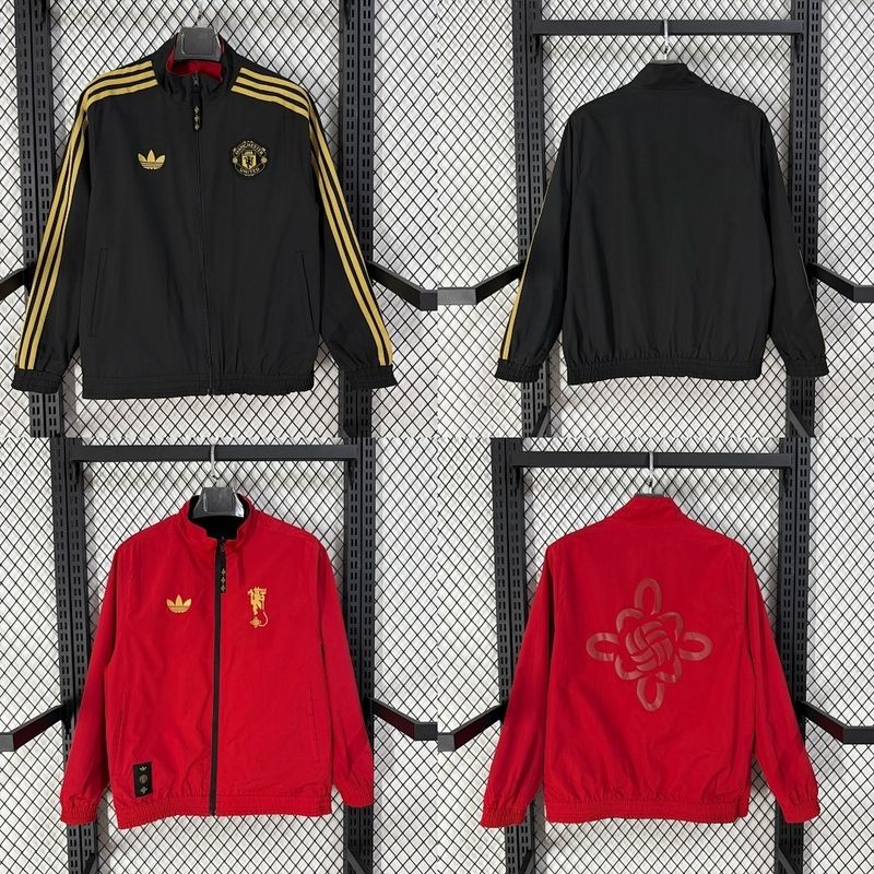 Man United Black and Red Reversible Windbreaker 