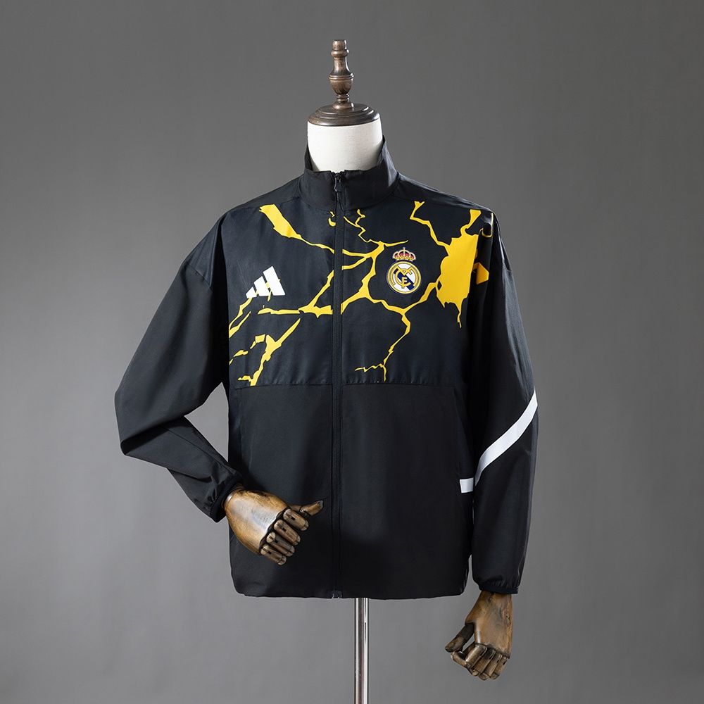 Real Madrid Black and Yellow Avengers Windbreaker Real Madrid Black and Yellow Avengers Windbreaker