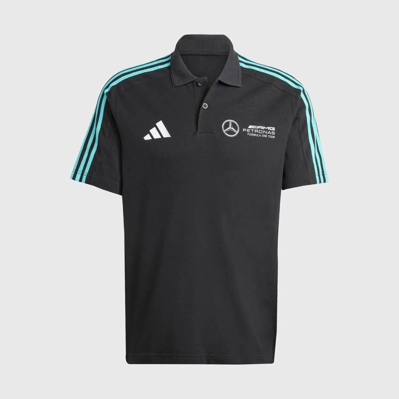 Mercedes Black and Teal Collar Neck Racing Suit