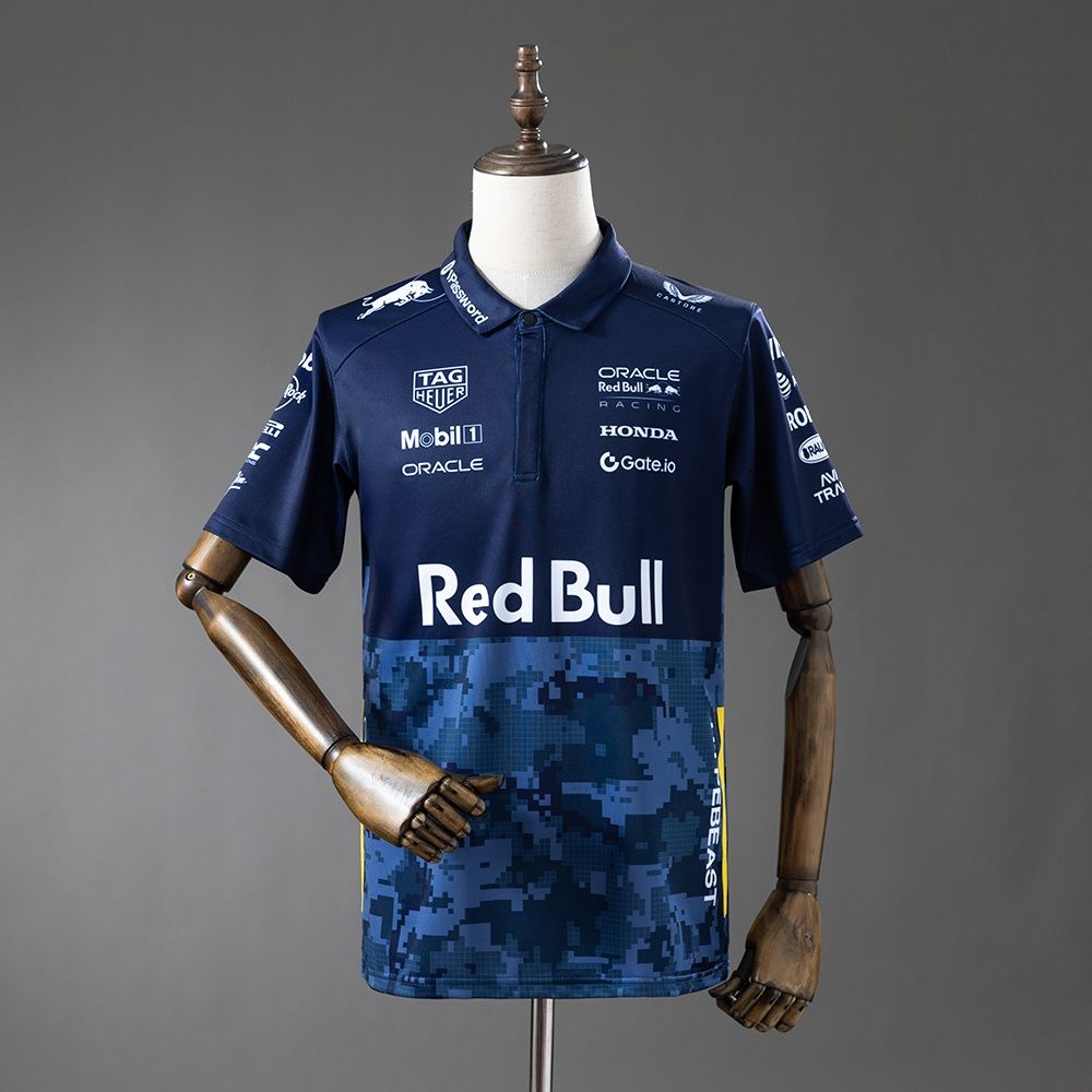 Red Bull Navy and Yellow Collar Racing Suit Red Bull Navy and Yellow Collar Racing Suit
