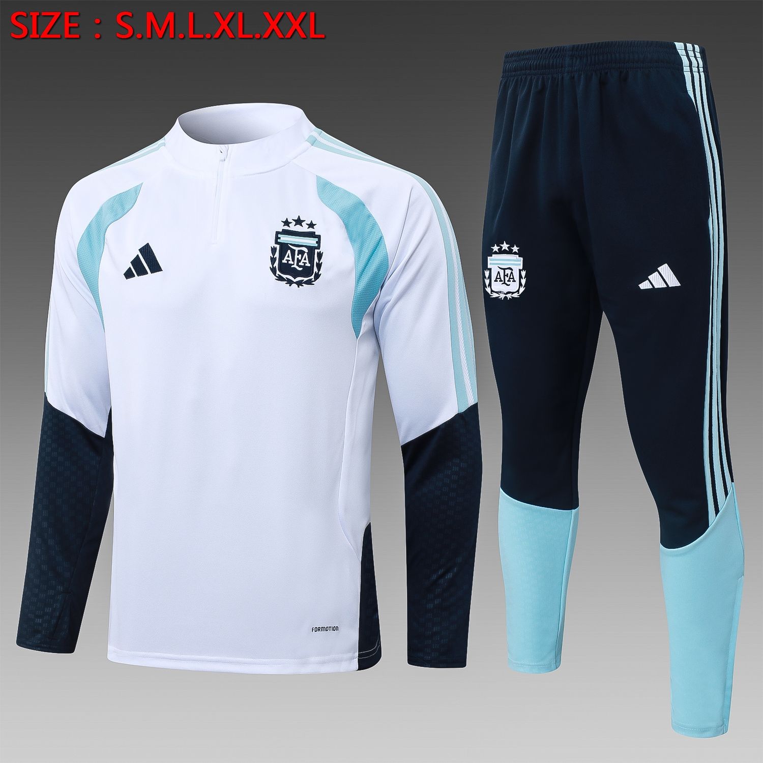 Argentina White and Navy Long Sleeve Training Set