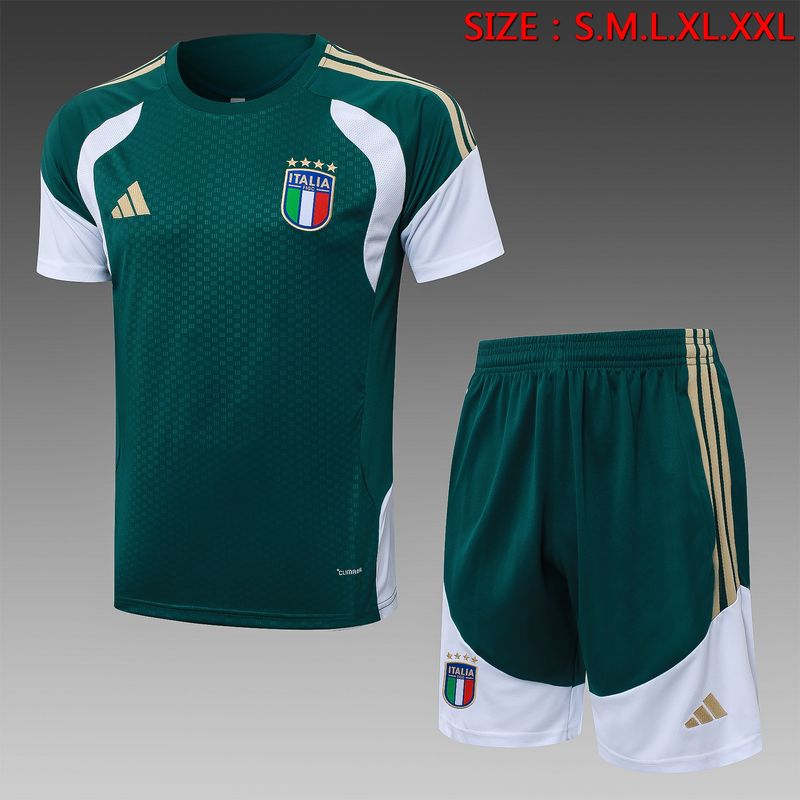 Italy Bottle Green and White Short Sleeve Training Set