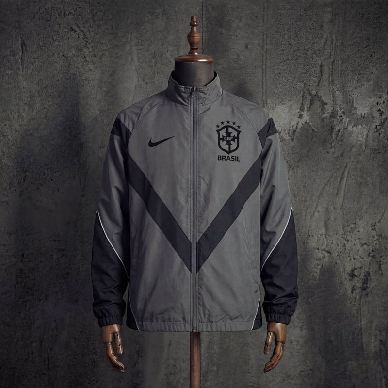 Brazil Charcoal Grey and Black Windbreaker