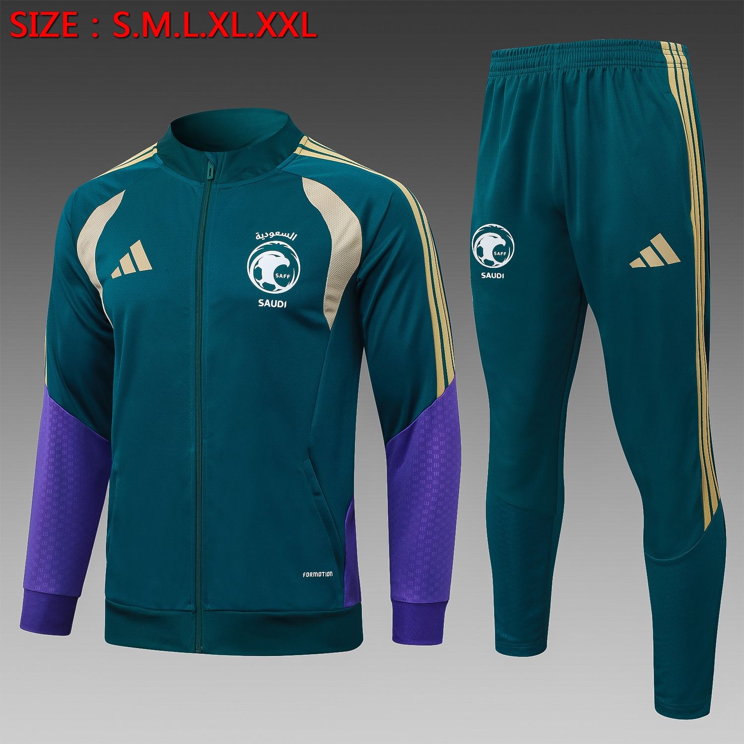 Saudi Arabia Green and Purple Long Sleeve Tracksuit Set
