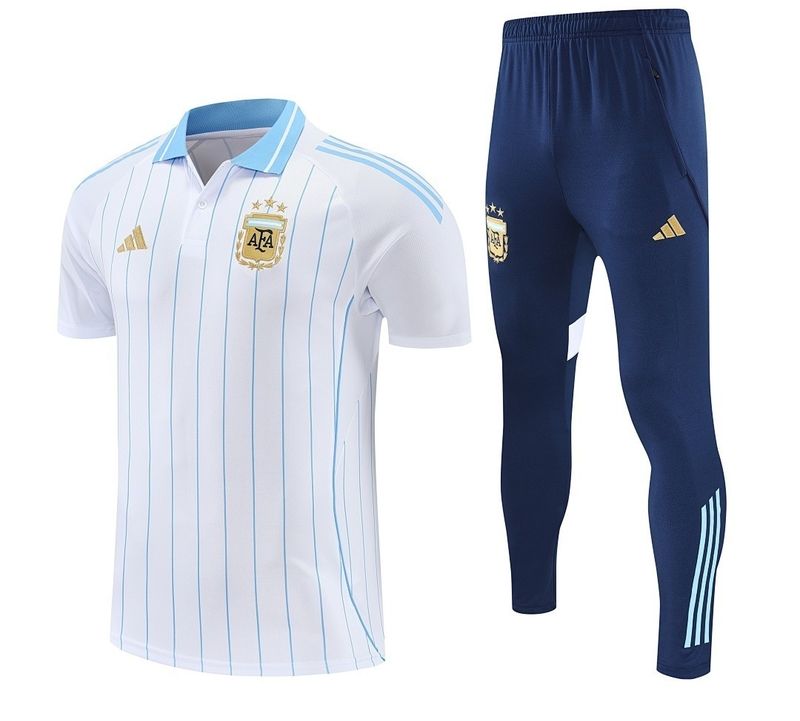Argentina White and Navy Short Sleeve Tracksuit Set