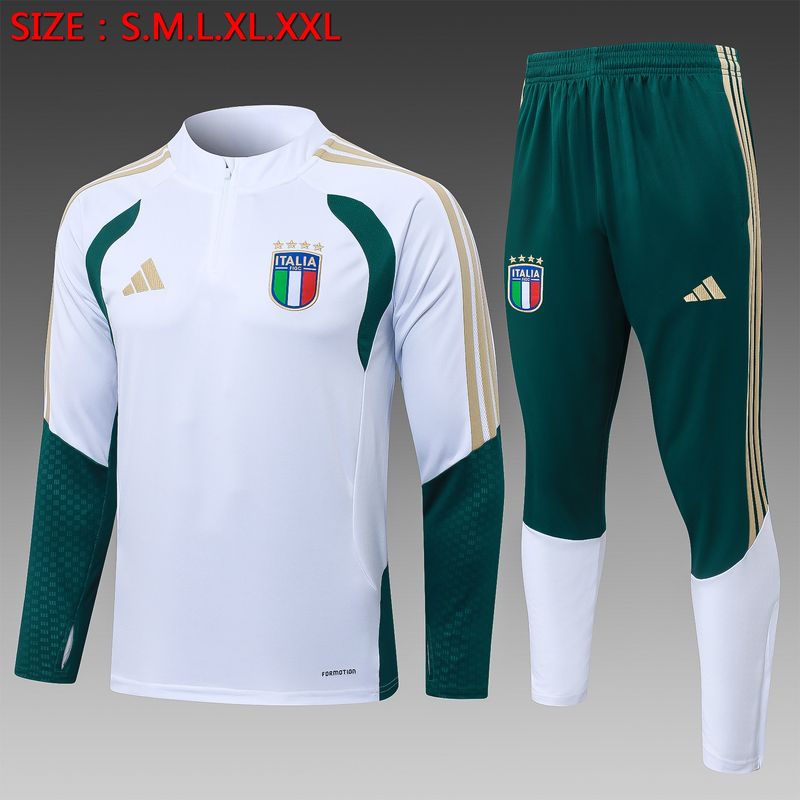 Italy White and Bottle Green Long Sleeve Training Set