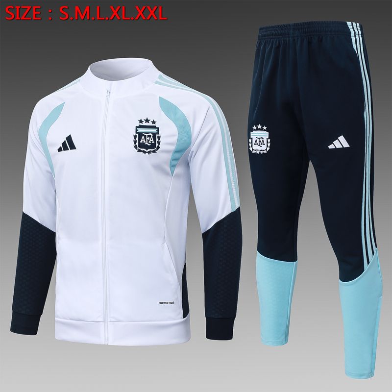 Argentina White and Navy Long Sleeve Tracksuit Set