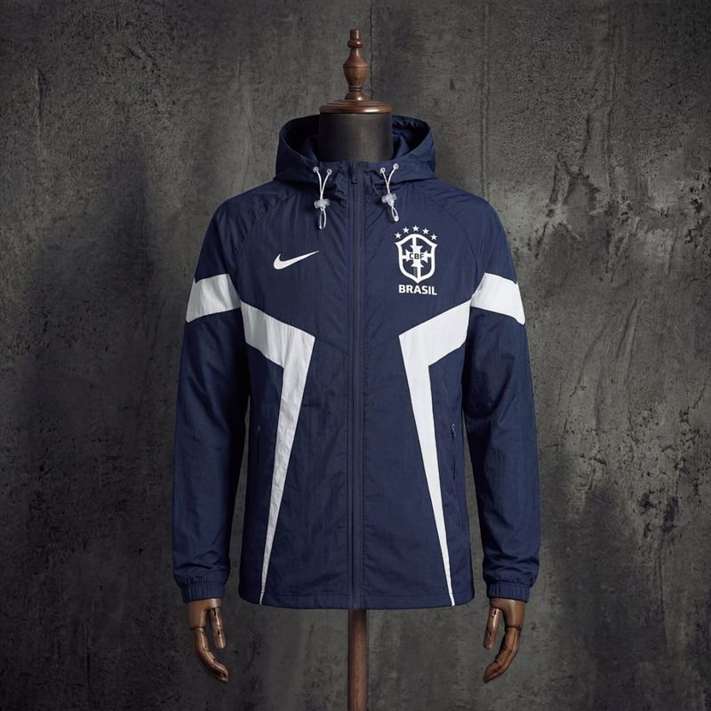 Brazil Navy and White Windbreaker