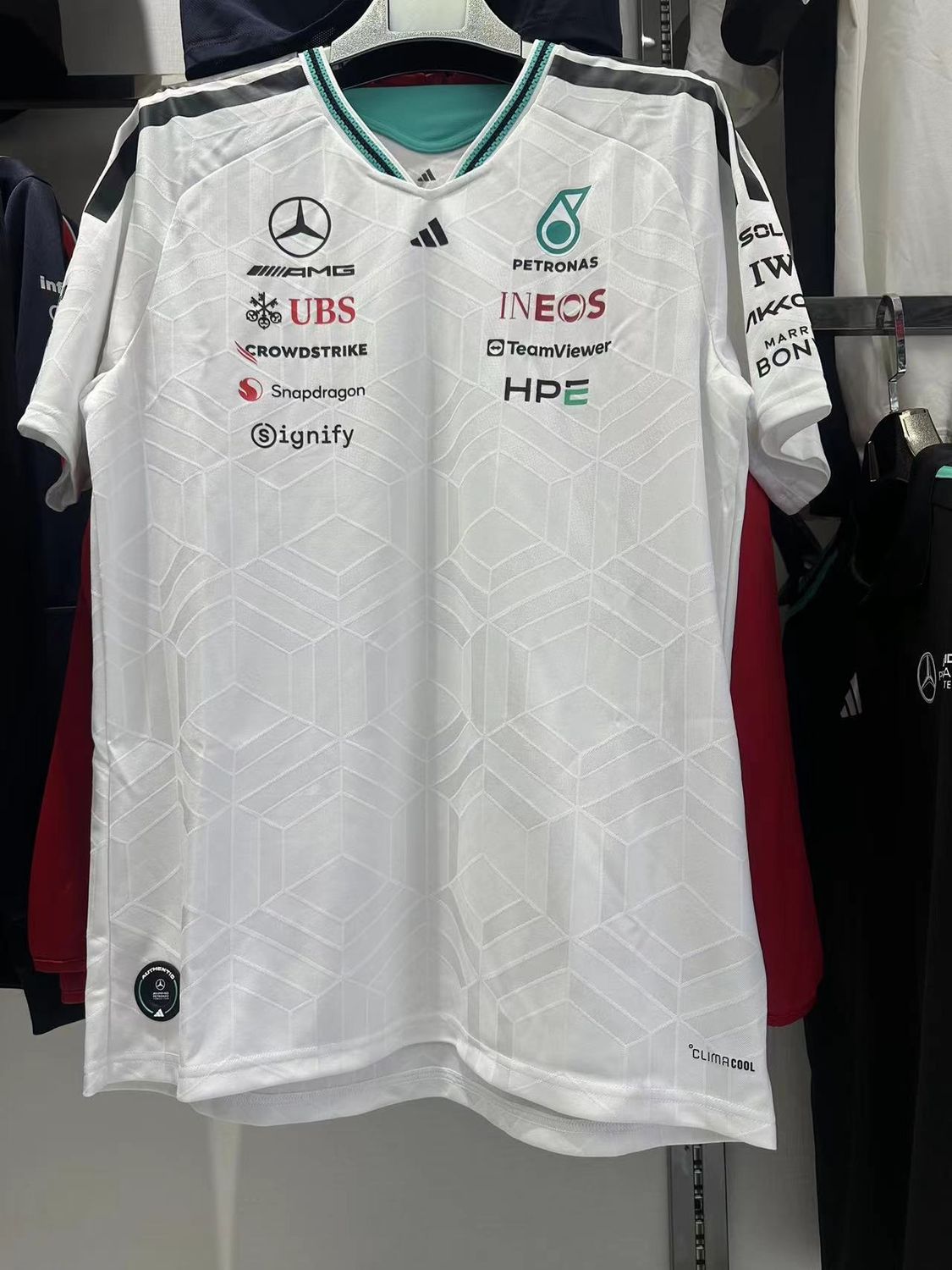 Mercedes White & Aqua Crewneck Racing Suit