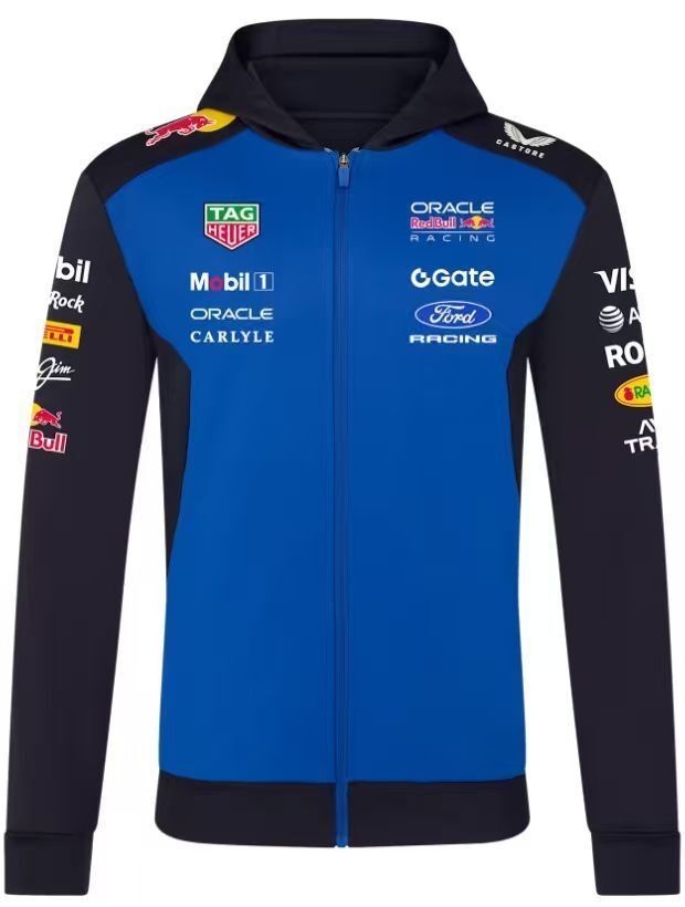 Red Bull Blue and Navy Zip Hooded Jacket