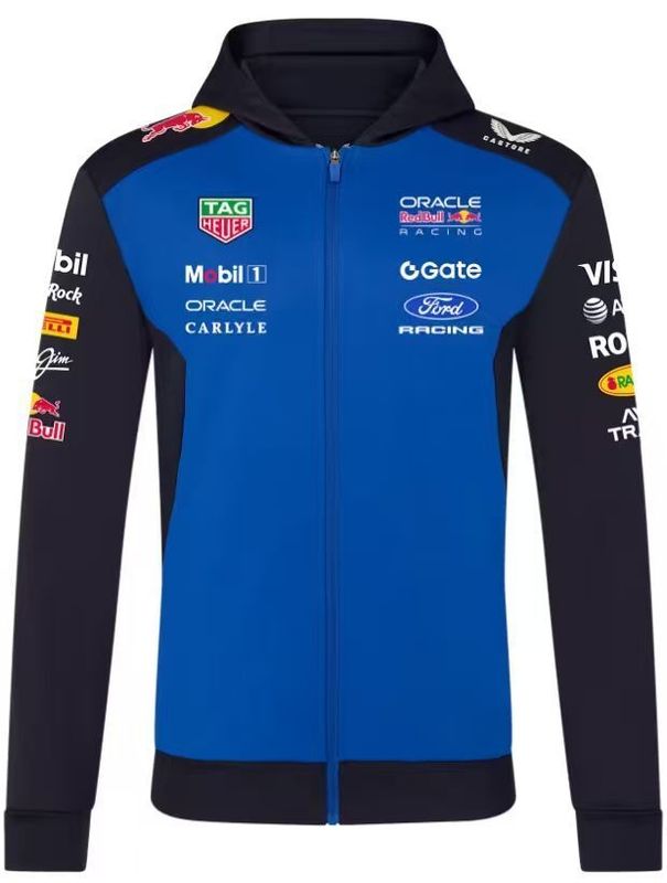 Red Bull Blue and Navy Zip Hooded Jacket