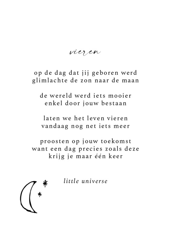 Gedicht Little Universe - Kaart 'Vieren'