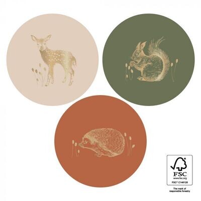 FSC® Stickers - Forest Animals Gold
