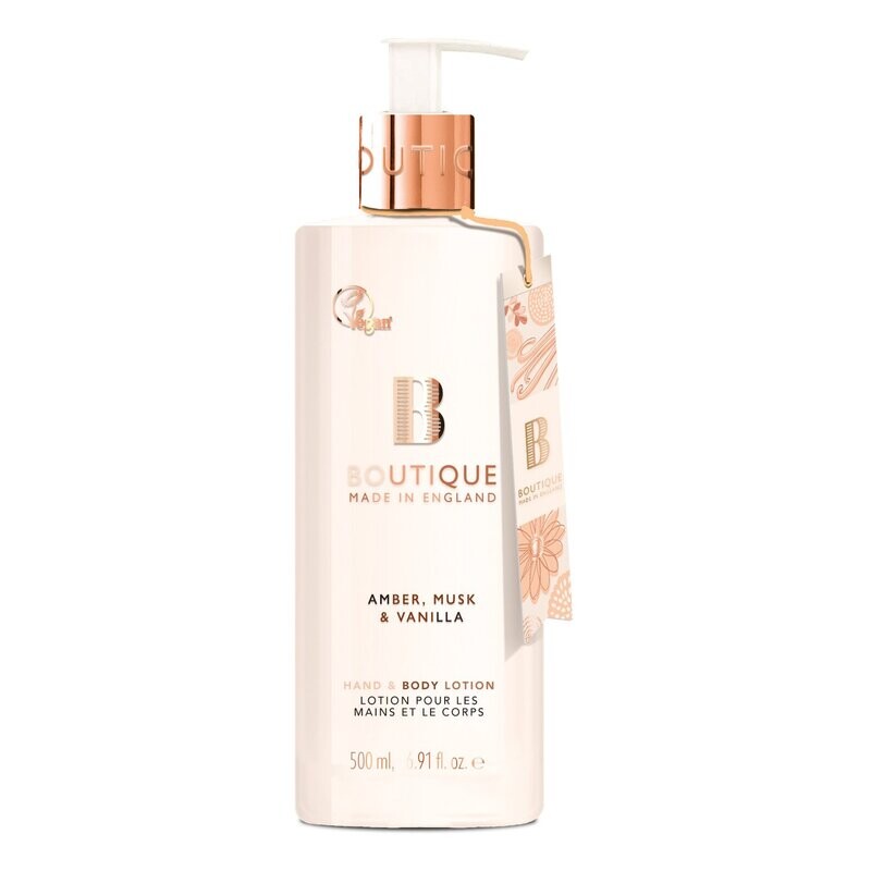 Boutique Amber, Musk & Vanilla Hand & Body Lotion 500ml Boutique Amber, Musk & Vanilla Hand & Body Lotion 500ml