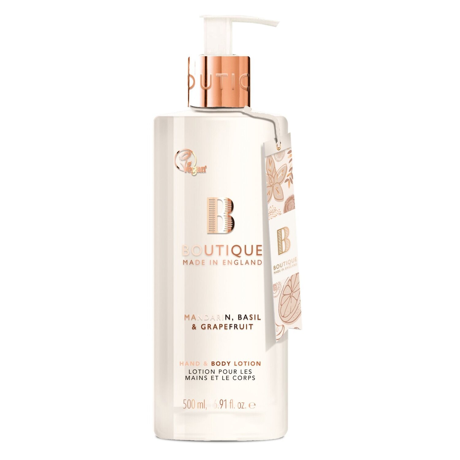 Boutique Mandarin, Basil & Grapefruit Hand & Body Lotion 500ml Boutique Mandarin, Basil & Grapefruit Hand & Body Lotion 500ml