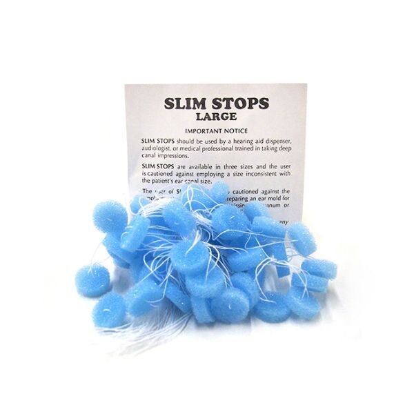 Foam Ear Stops, Slim, Large Blue, Pack of 50