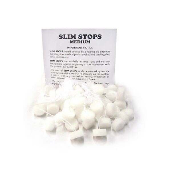 Foam Ear Stops, Slim, Medium White, Pack of 50