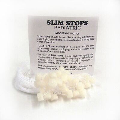 Foam Ear Dams, Slim Stops, Pediatric White, Pack of 50