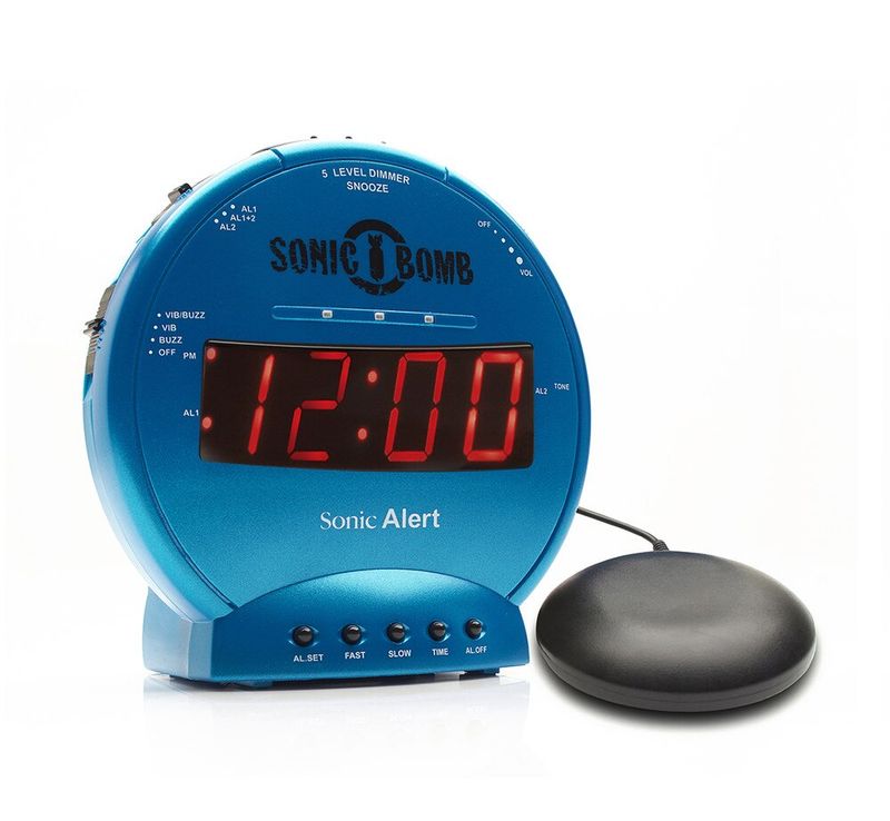 Sonic Bomb Turquoise Alarm Clock with Super Shaker