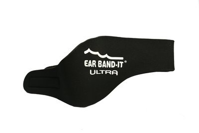 Black size large Ear Band-It Ultra with pair of Floating Putty Buddies Ear Plugs