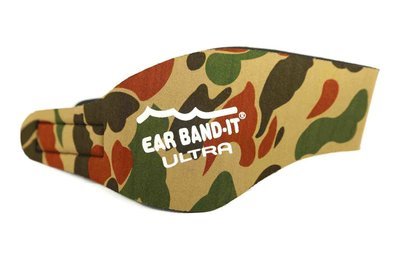 Camo Medium size Ear Band-It Ultra with pair of Floating Putty Buddies Ear Plugs