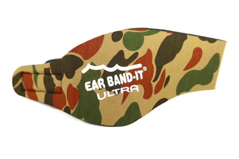 Camo large size Ear Band-It Ultra with pair of Floating Putty Buddies Ear Plugs