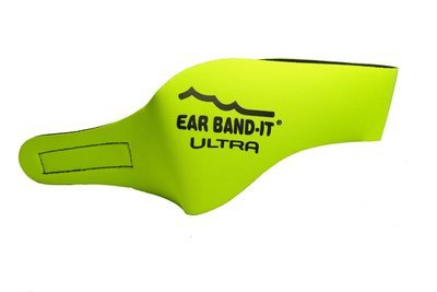 Yellow large size Ear Band-It Ultra with pair of Floating Putty Buddies Ear Plugs