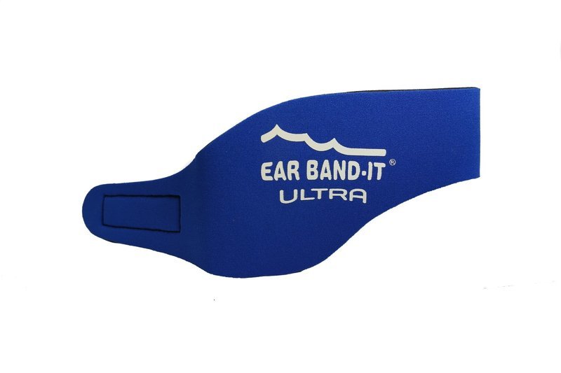 Blue large size Ear Band-It Ultra with pair of Floating Putty Buddies Ear Plugs