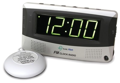 FM Radio Alarm Clock with Sonic Boom Vib Pad & B/B Up