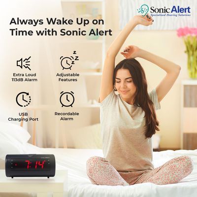 Sonic Blast - Super Loud Dual Alarm Clock w/Speaker &amp; Bed Shaker