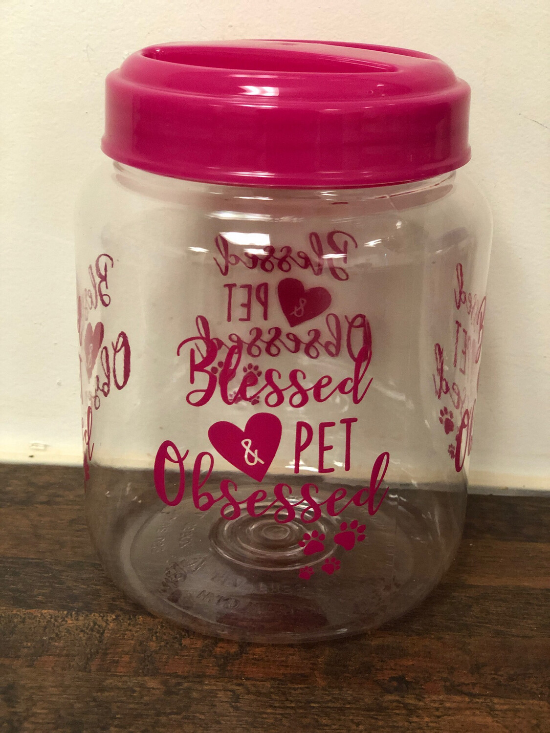 12 oz Treats in a treat jar, Jar type: Pink: Blessed &amp; Pet Obsessed