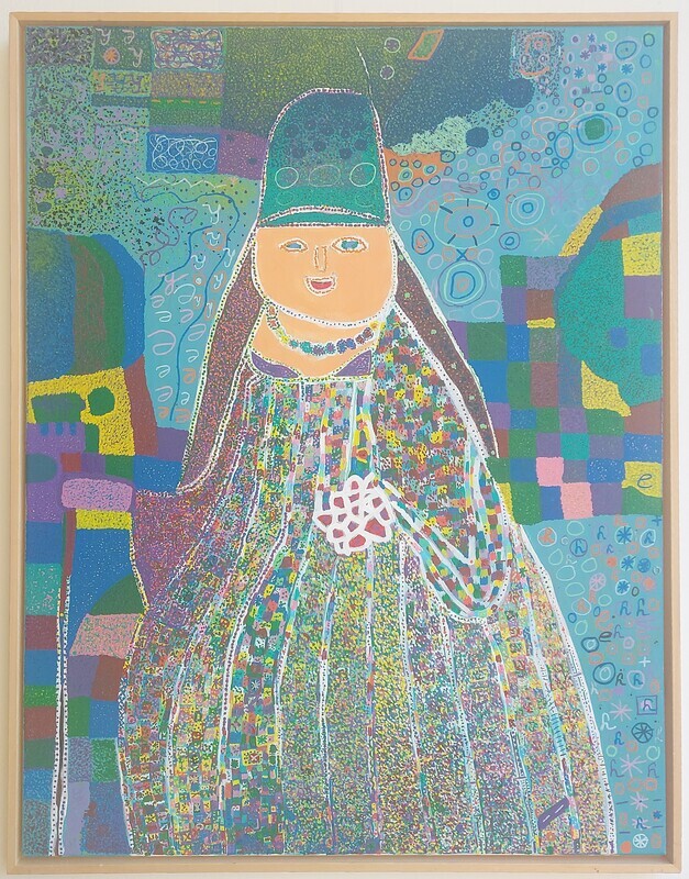 Vrouw met wandelstok