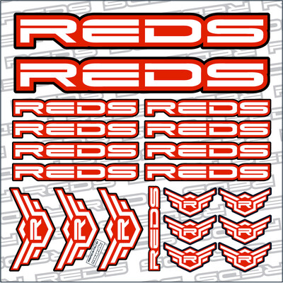 STICKER SHEET REDS 150x150 mm, RED / WHITE 2022
