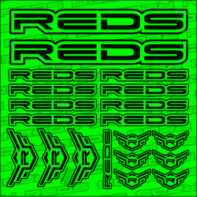 STICKER SHEET REDS 150x150 mm, GREEN FLUO / BLACK 2022