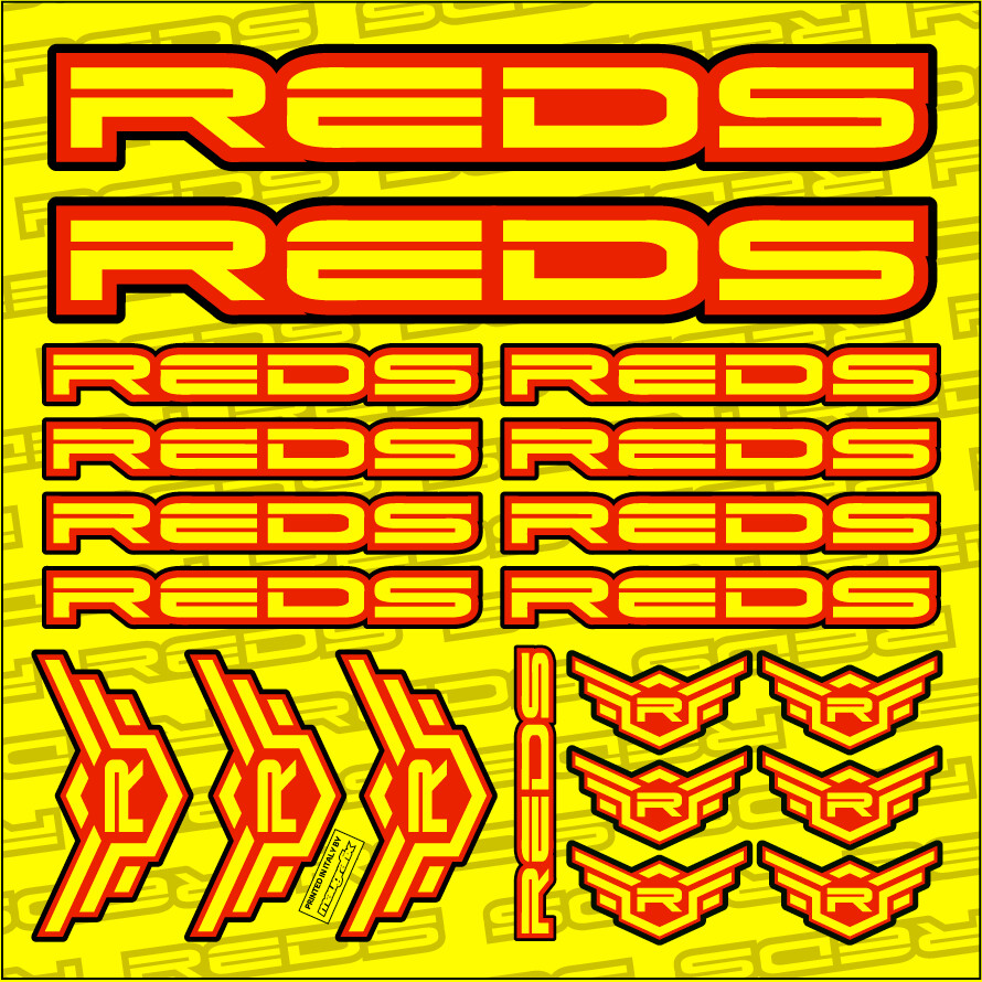 STICKER SHEET REDS 150x150 mm, YELLOW FLUO / RED 2022