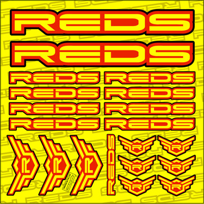 STICKER SHEET REDS 150x150 mm, YELLOW FLUO / RED 2022