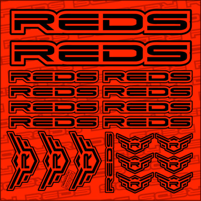 STICKER SHEET REDS 150x150 mm, RED FLUO / BLACK 2022